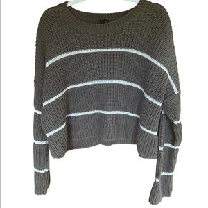 Moon & Madison Olive and White Striped Knit Swearer